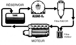 Montage du ALGAE-X-LGX200 pour traitement gazole des moteurs bateau diesel