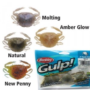 Crabe Gulp couleur vert natural imprégné pour la pêche au bar