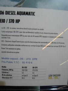 Tarif salon paris 2010 Volvo penta D6 Diesel Aquamatic DPR 330 à 370