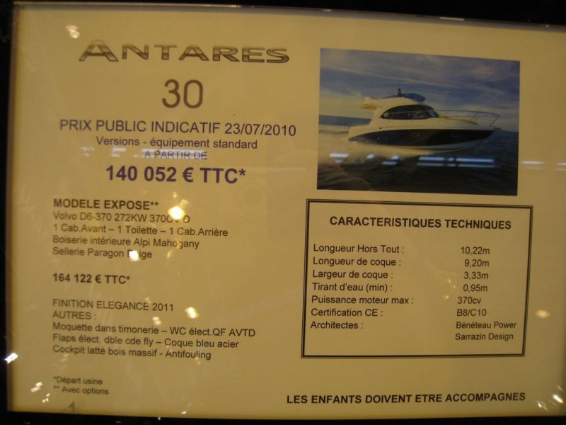 prix salon paris 2010 Beneteau Antares 30