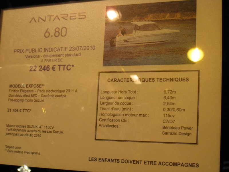 prix salon paris 2010 Beneteau Antares 6.80