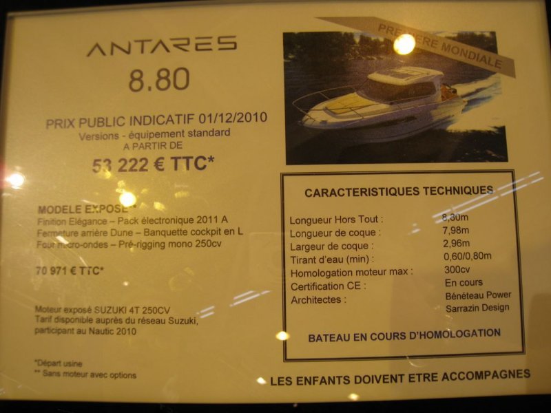 prix salon paris 2010 Beneteau Antares 8.80