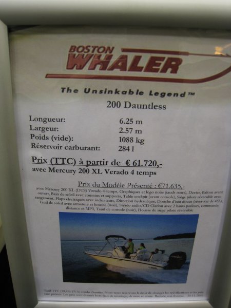 prix salon paris 2010 Boston Whaler 200 Dauntless