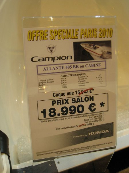 prix salon paris 2010 Campion Allante 505 BR cabine