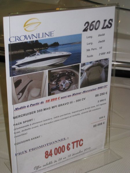 prix salon paris 2010 Crowline 260 LS